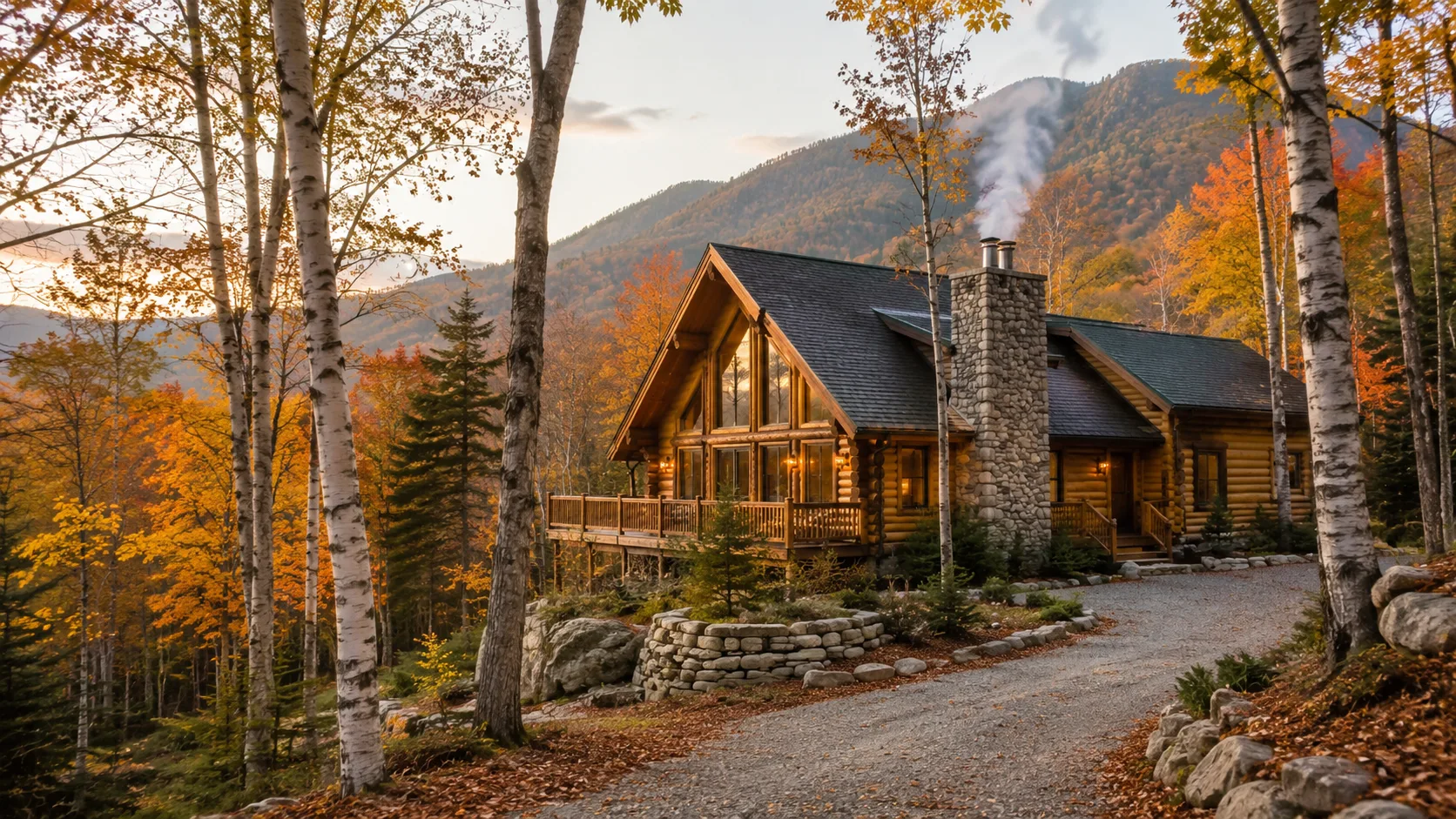 A log cabin in the New Hampshire woods